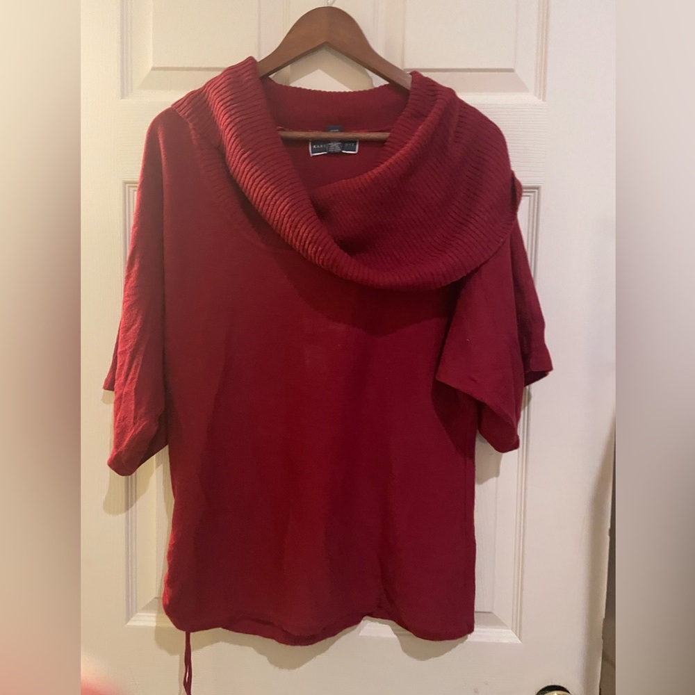 Karen Scott burgundy turtleneck short sleeve sweater-medium